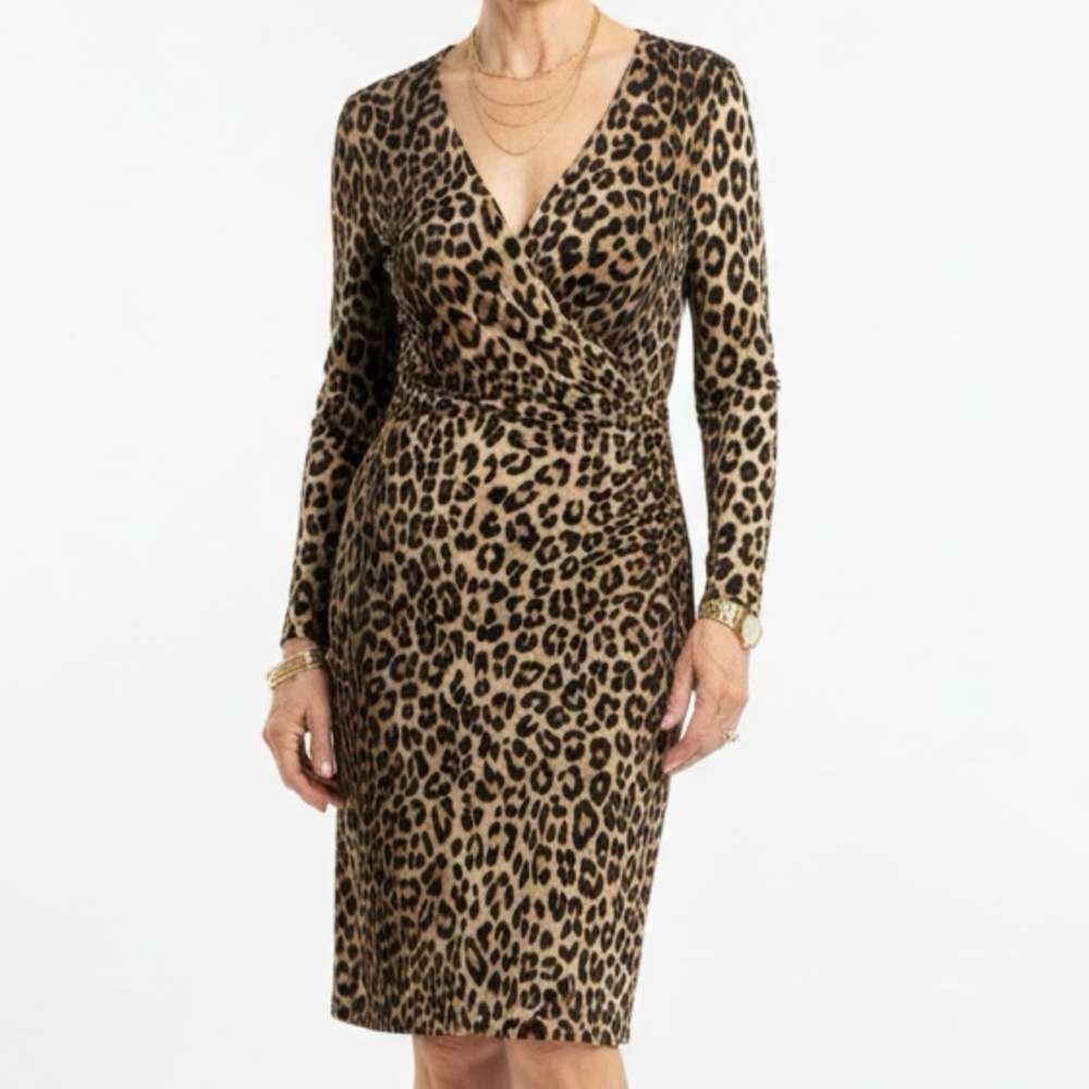 Jones New York Animal Print Long Sleeve Dress